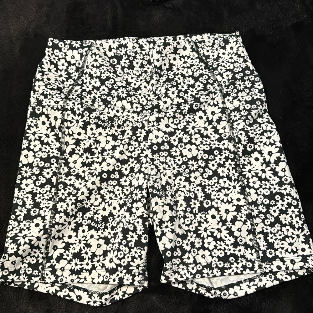 PINK floral print biker shorts
